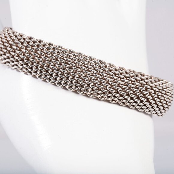 Authentic Tiffany & Co. Sterling Silver Somerset Mesh Bracelet - Picture 1 of 3